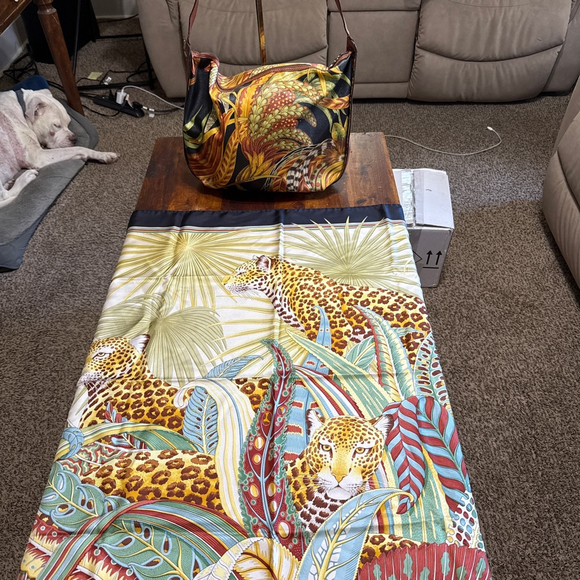 Salvatore Ferragamo Handbags - Salvatore Ferragamo Shoulder Bag Jungle Print and Matching Silk Scarf